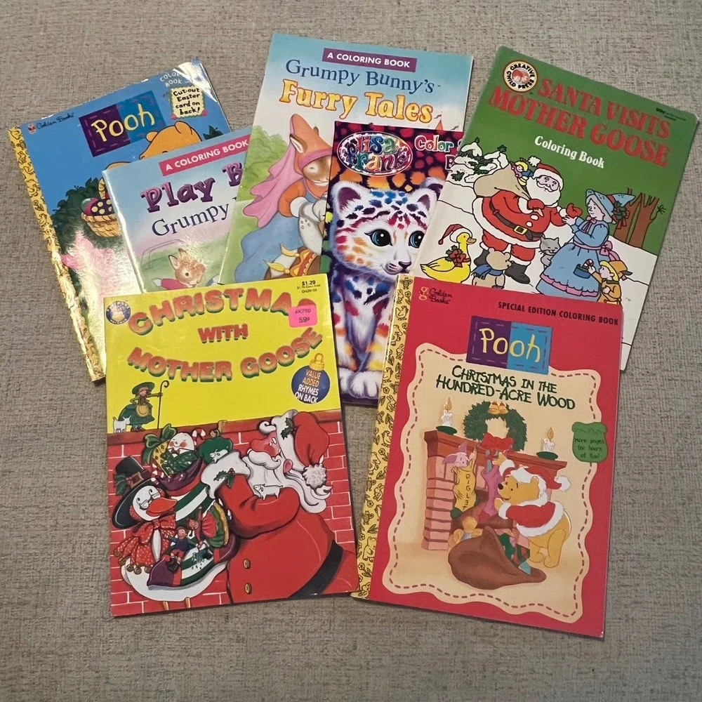 Vintage Coloring Book Lot 30+ 80s 90s Disney Sesame Street Lisa Frank Christmas